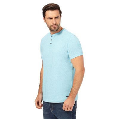 Big and tall light turquoise grandad t-shirt